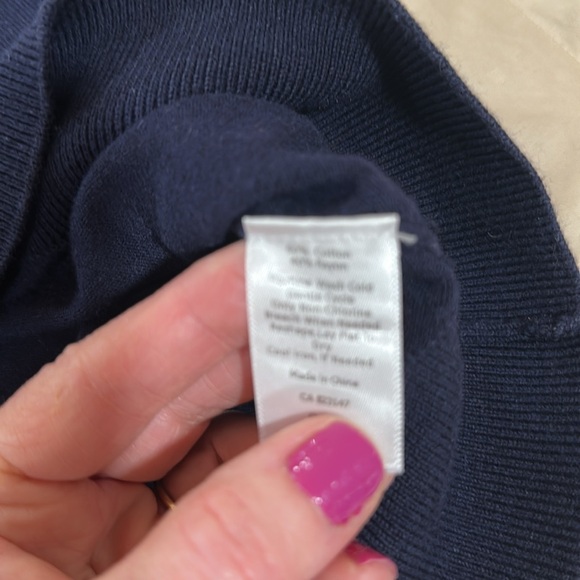 Navy Blue 3/4 Sleeve Sweater cotton rayon MP Talbots - Picture 4 of 5